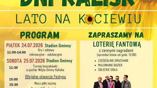 Dni Kalisk 2026 – dwa dni muzyki, sportu i rodzinnej zabawy