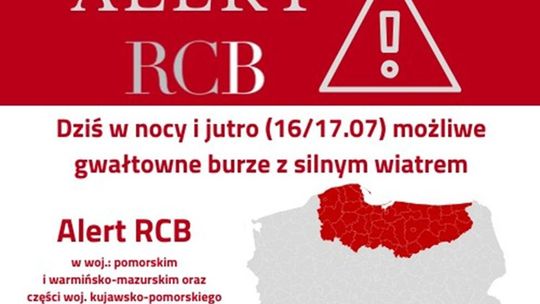 UWAGA: Możliwe gwałtowne burze z silnym wiatrem