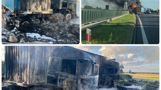 WAŻNE: Tragiczny wypadek na A1! Nie żyje jedna osoba, dwie są ranne. Ciężarówki stanęły w płomieniach