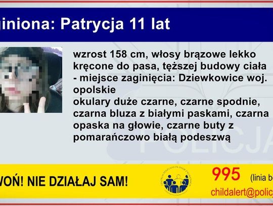 [ALERT ODWOŁANY] 🛑 CHILD ALERT: Zaginęła 11-letnia dziewczynka!🛑