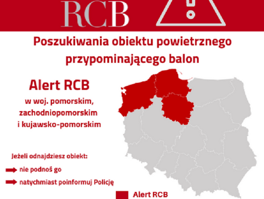 ALERT RCB - poszukiwania obiektu przypominającego balon