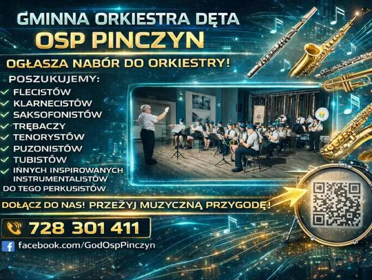 Gminna Orkiestra Dęta OSP Pinczyn ogłasza nabór. Dołącz i przeżyj muzyczną przygodę