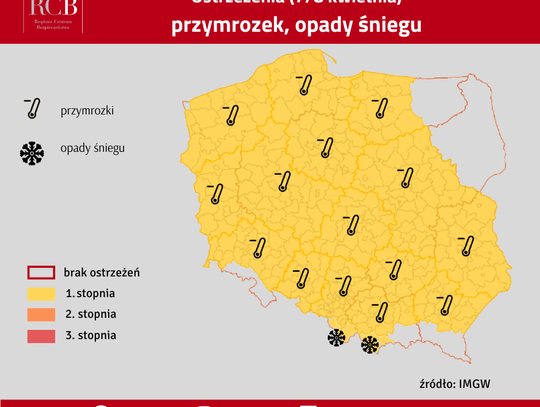 IMGW ostrzega! Możliwe przymrozki i opady śniegu 