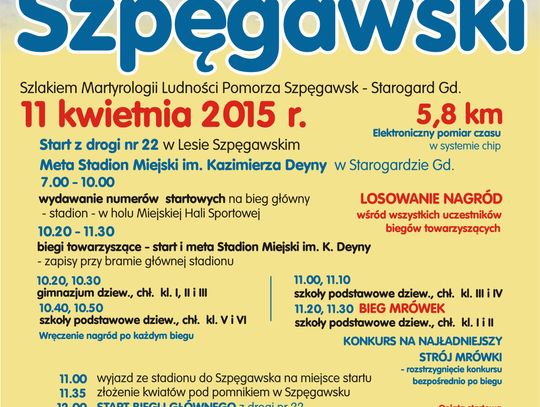 Już 11 kwietnia XXXII Bieg Szpęgawski