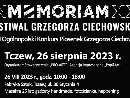 Kolejna edycja In Memoriam Festiwal Grzegorza Ciechowskiego 2023. Gwiazdami m.in. Eurazja, Krzysztof Jaryczewski, Krzysztof Antkowiak