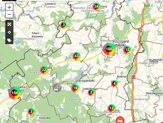 Krajowa Mapa Zagrożeń – 463 zgłoszenia w powiecie starogardzkim 