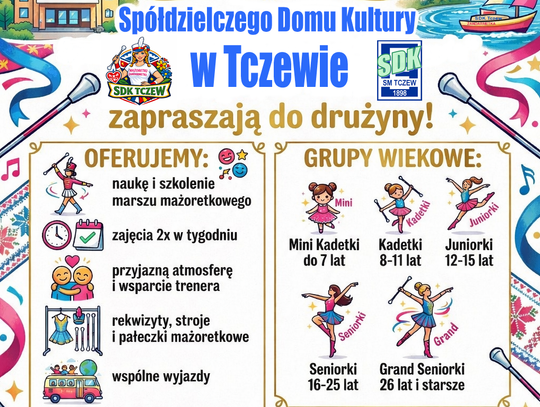 Mażoretki i żandarmetki zapraszają do drużyny. Nowa oferta Spółdzielczego Domu Kultury w Tczewie