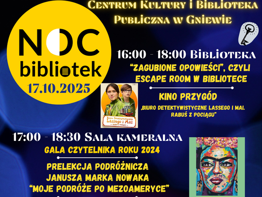 Noc Bibliotek 2025 w Gniewie. Będzie się działo!