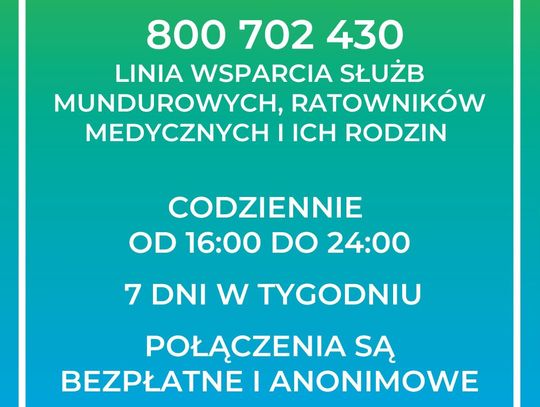Nowa linia wsparcia dla służb mundurowych, ratowników medycznych i ich rodzin