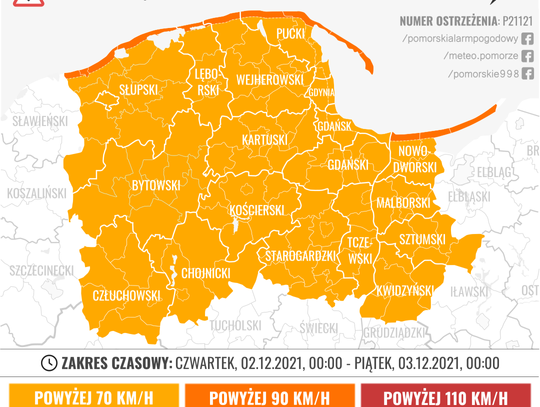 OSTRZEŻENIE POGODOWE: Bardzo silny wiatr i niekorzystne ciśnienie atmosferyczne 