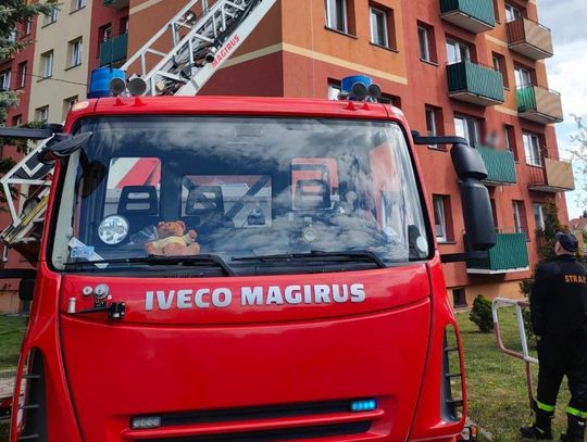 Policjanci wjechali strażackim wysięgnikiem do mieszkania poszukiwanego