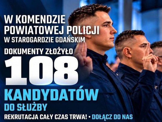 Ponad stu kandydatów w Starogardzie Gdańskim. Pomorska Policja przyjmuje nowych funkcjonariuszy