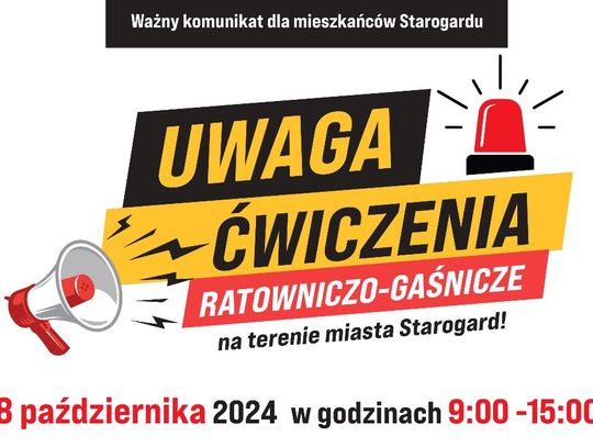 PRZYPOMINAMY: Jutro w Starogardzie odbędą się ćwiczenia ratowniczo-gaśnicze. Zawyją syreny