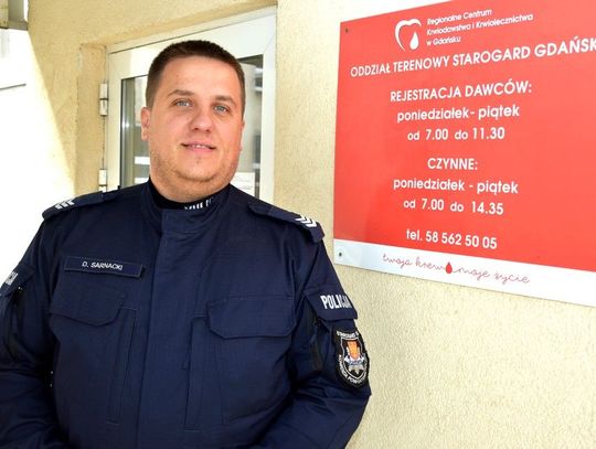  Starogardzki policjant przez 14 lat oddał ponad 21 litrów krwi! 