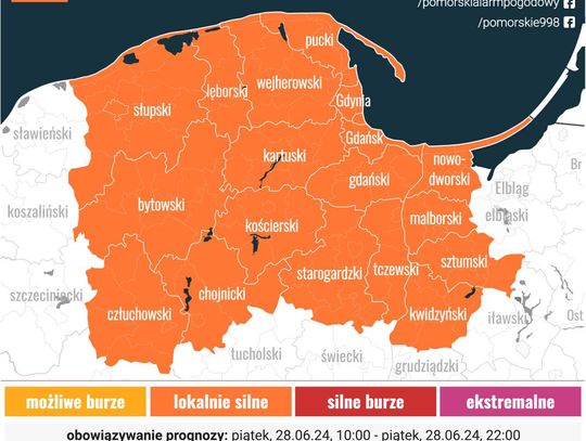 UWAGA: Dziś możliwe silne burze! Pomorski Alarm Pogodowy ostrzega mieszkańców regionu