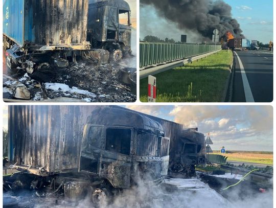 WAŻNE: Tragiczny wypadek na A1! Nie żyje jedna osoba, dwie są ranne. Ciężarówki stanęły w płomieniach