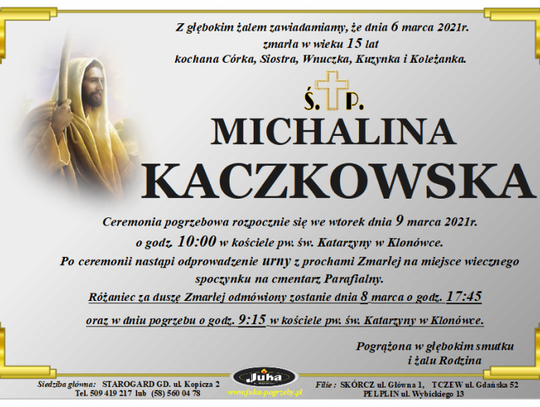 We wtorek pogrzeb śp. Michaliny Kaczkowskiej