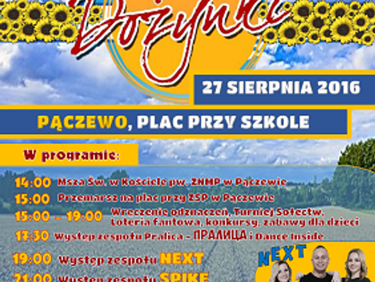Zabawa dożynkowa w Pączewe! A po żniwach czas na dożynkową zabawę! 