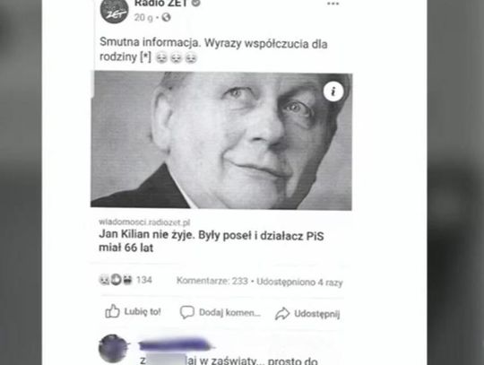  „Zapi***j w zaświaty... prosto do piekła". Skandaliczny wpis wysoko postawionego urzędnika z Kołobrzegu o śp. Janie Kilianie 