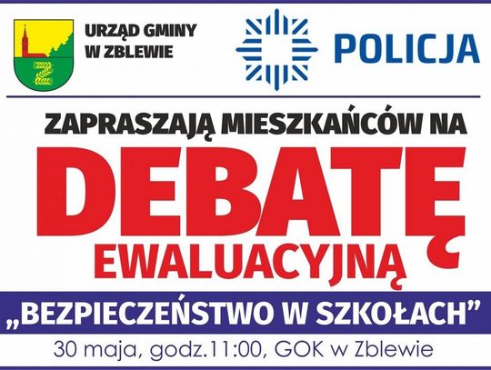 Zaproszenie na debatę społeczną "Bezpieczeństwo w szkole oraz odpowiedzialność nieletnich" 