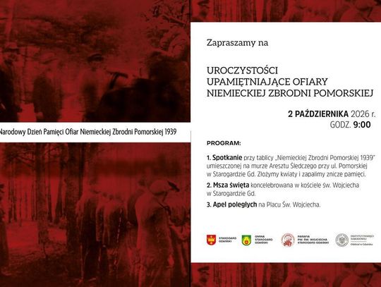 Zaproszenie na uroczystości ad memoriam ofiar Niemieckiej Zbrodni Pomorskiej 1939