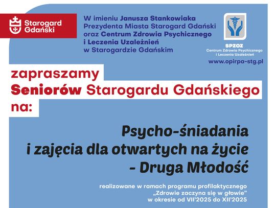 Zdrowie zaczyna się w głowie. Rusza starogardzki program skierowany dla seniorów - „Druga Młodość”