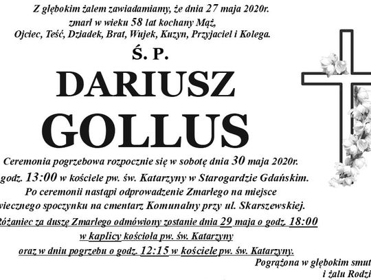 Zmarł Dariusz Gollus, wicedyrektor szkoły w Kokoszkowach 