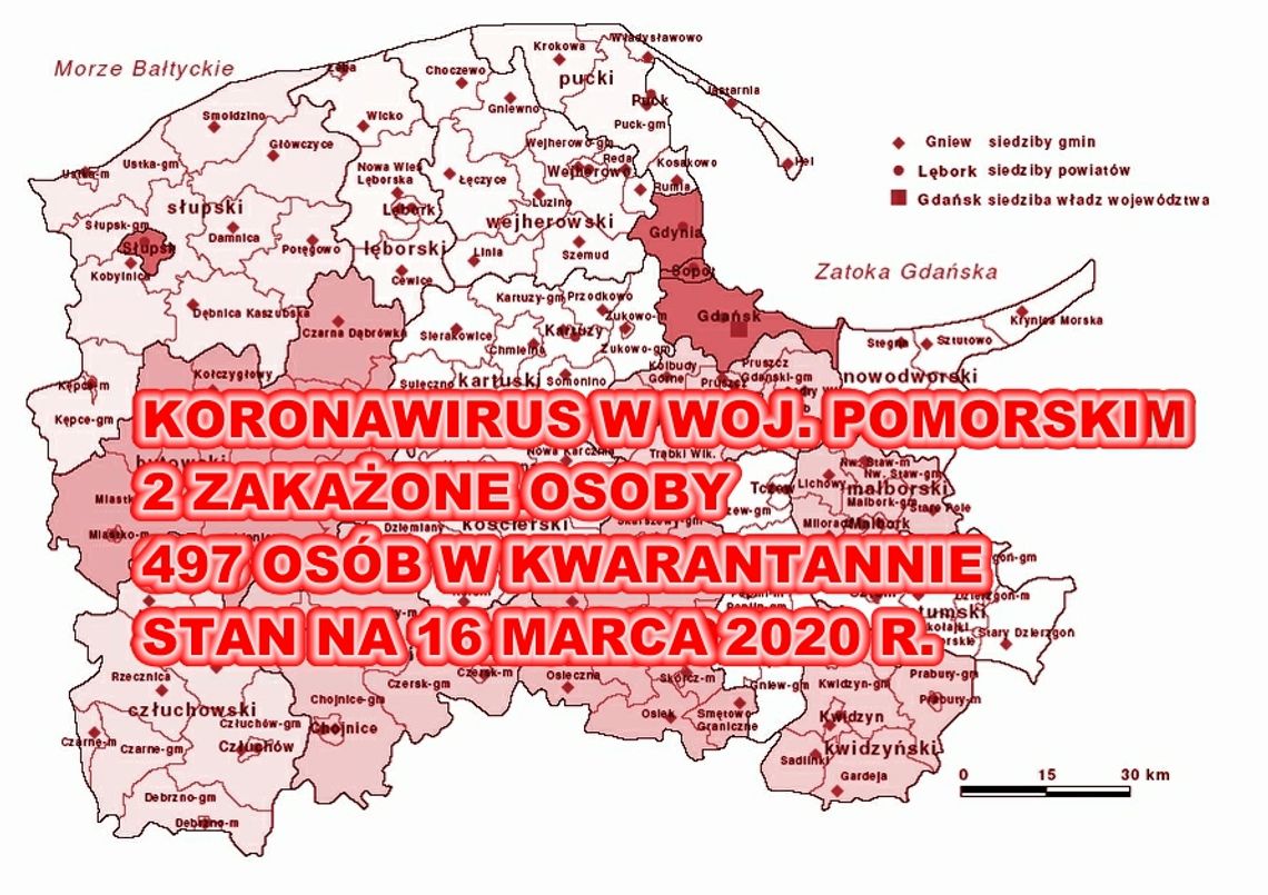 Aktualne informacje o koronawirusie w województwie pomorskim na dzień 16 marca br. 