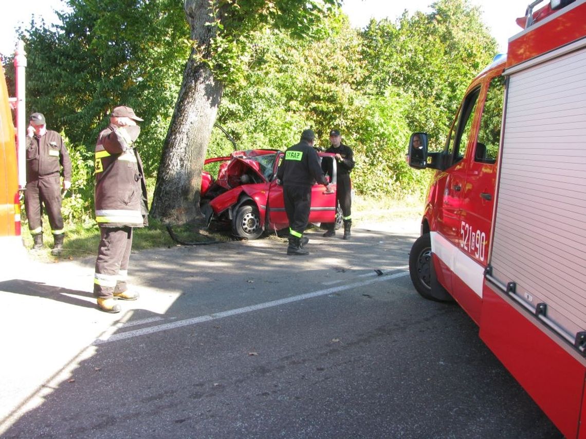 Czołowe zderzenie z drzewem pod Skarszewami