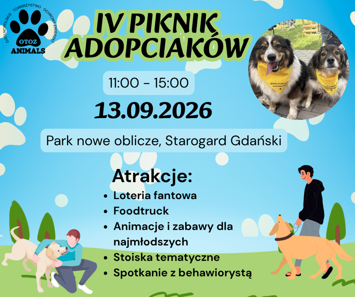 IV Piknik Adopciaków już 13 września w Starogardzie! IV Piknik Adopciaków już 13 września w Starogardzie!