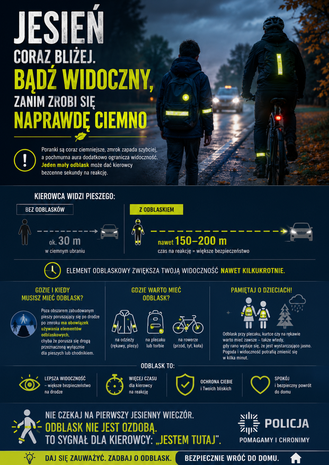 Jesień coraz bliżej. Bądź widoczny, zanim zrobi się naprawdę ciemno Jesień coraz bliżej. Bądź widoczny, zanim zrobi się naprawdę ciemno