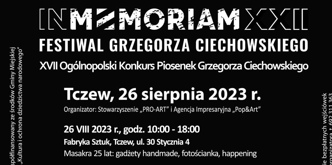 Kolejna edycja In Memoriam Festiwal Grzegorza Ciechowskiego 2023. Gwiazdami m.in. Eurazja, Krzysztof Jaryczewski, Krzysztof Antkowiak