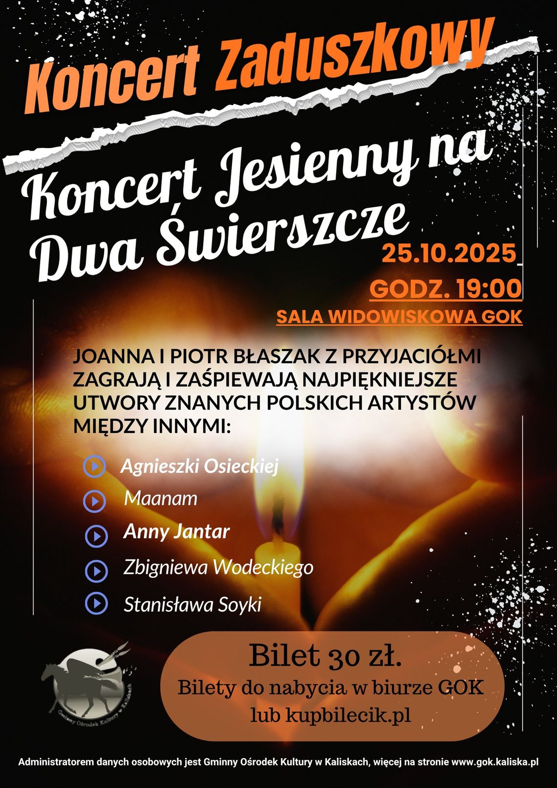Koncert Zaduszkowy – Jesienne dźwięki w Gminnym Ośrodku Kultury w Kaliskach Koncert Zaduszkowy – Jesienne dźwięki w Gminnym Ośrodku Kultury w Kaliskach
