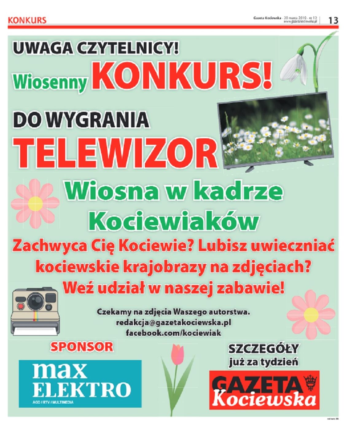 KONKURS! "Wiosna w kadrze Kociewiaków" DO WYGRANIA TELEWIZOR!