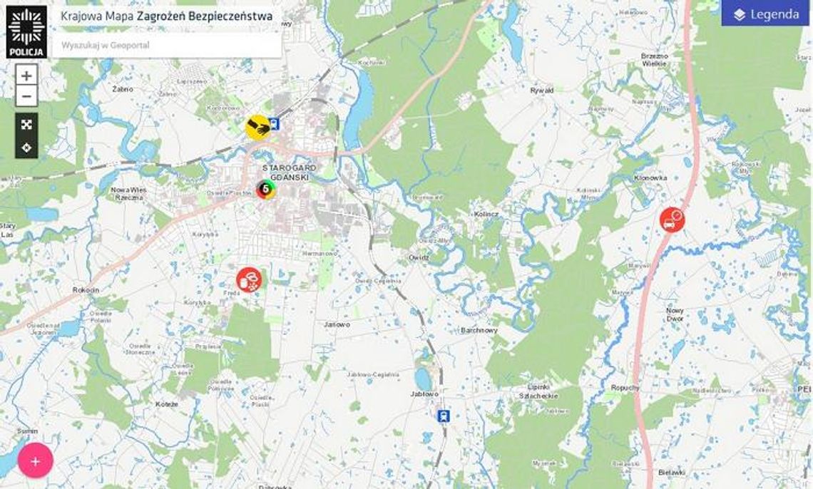 Mapa zagrożeń w powiecie starogardzkim. Sprawdźcie gdzie jest niebezpiecznie! 