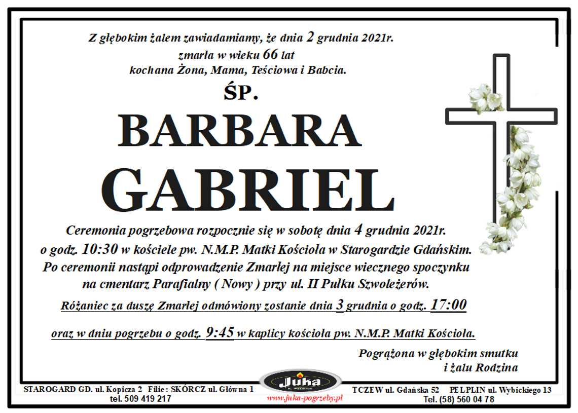 Nie żyje Barbara Gabriel - pedagog, dyrektor i wychowawca wielu młodych pokoleń  