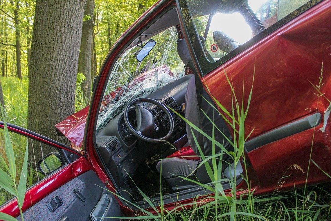 Nietrzeźwy kierowca rozbił się na drzewie 