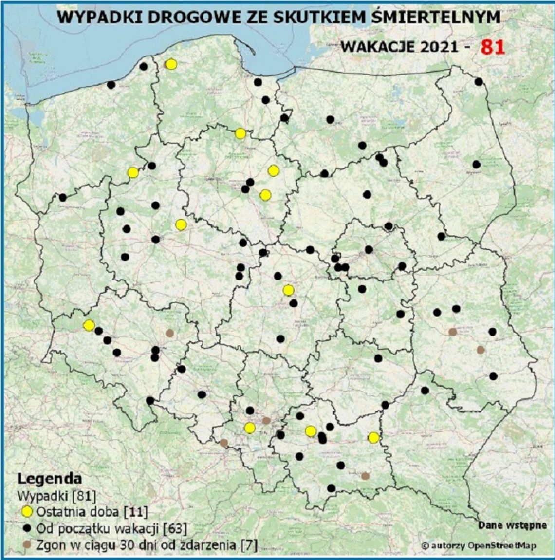 Od początku wakacji zginęło 81 osób! Policyjna mapa wypadków ze skutkiem śmiertelnym 