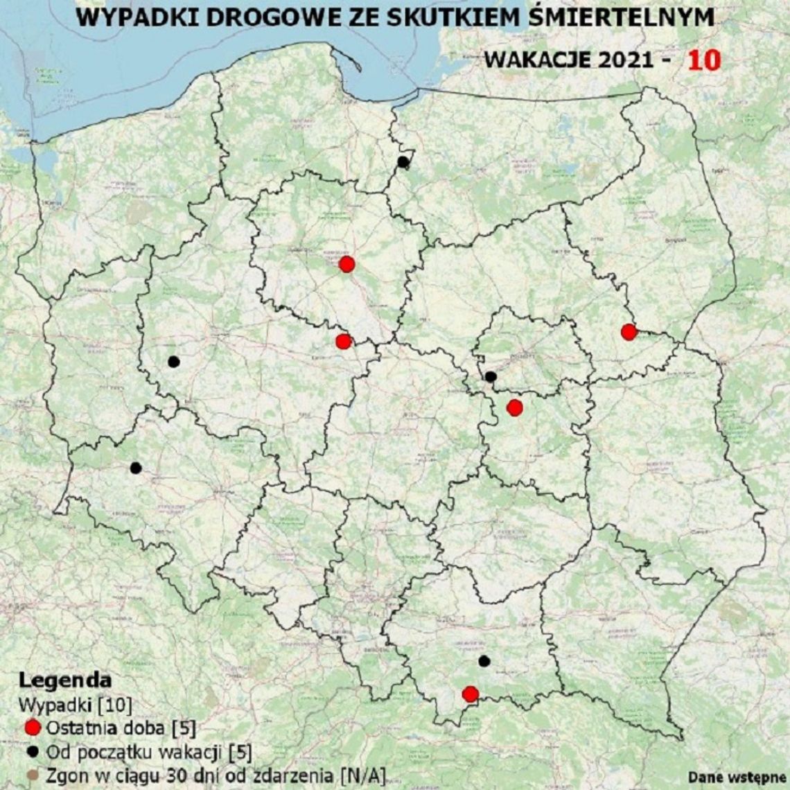 Od początku wakacji zginęło już 10 osób! Policyjna mapa wypadków drogowych ze skutkiem śmiertelnym [MAPA]