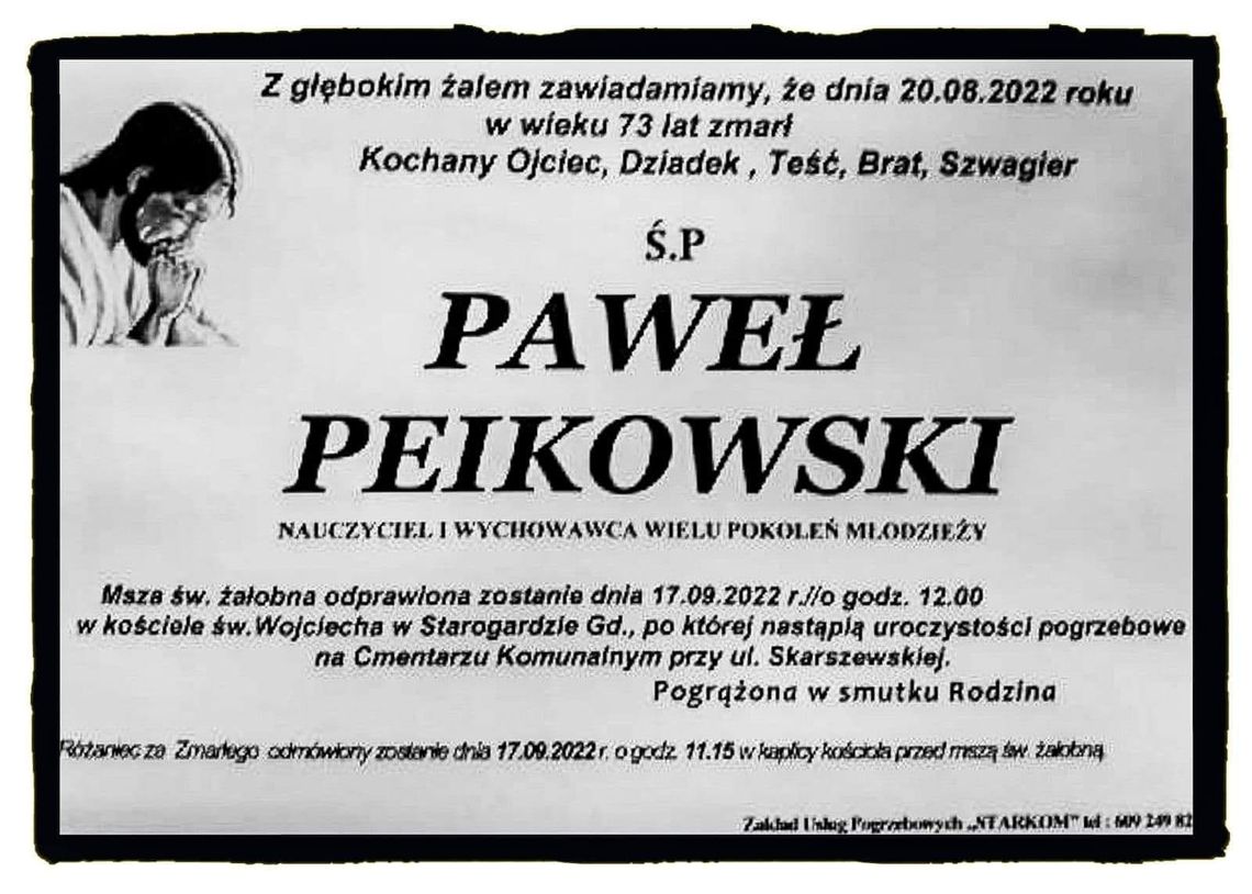 Ostatnie pożegnanie śp. Pawła Peikowskiego - nauczyciela i wychowawcy wielu młodych pokoleń 