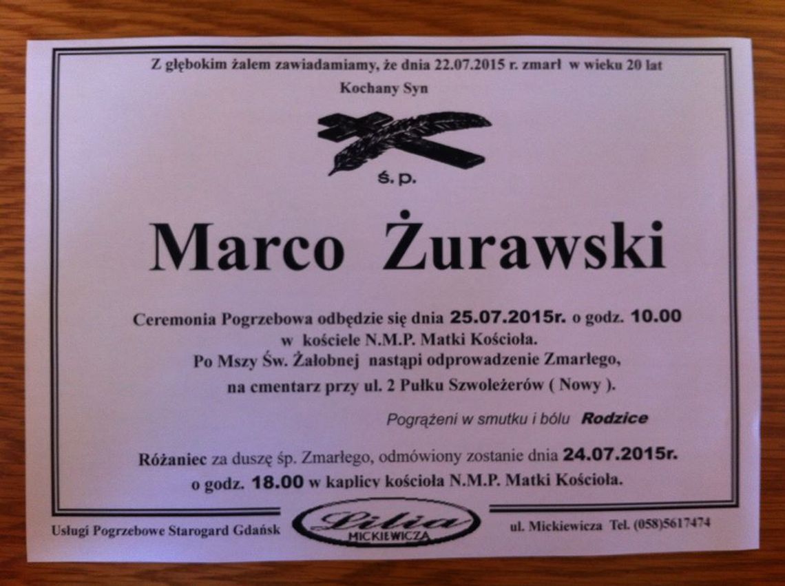 Po długiej walce z chorobą odszedł Marco Żurawski 