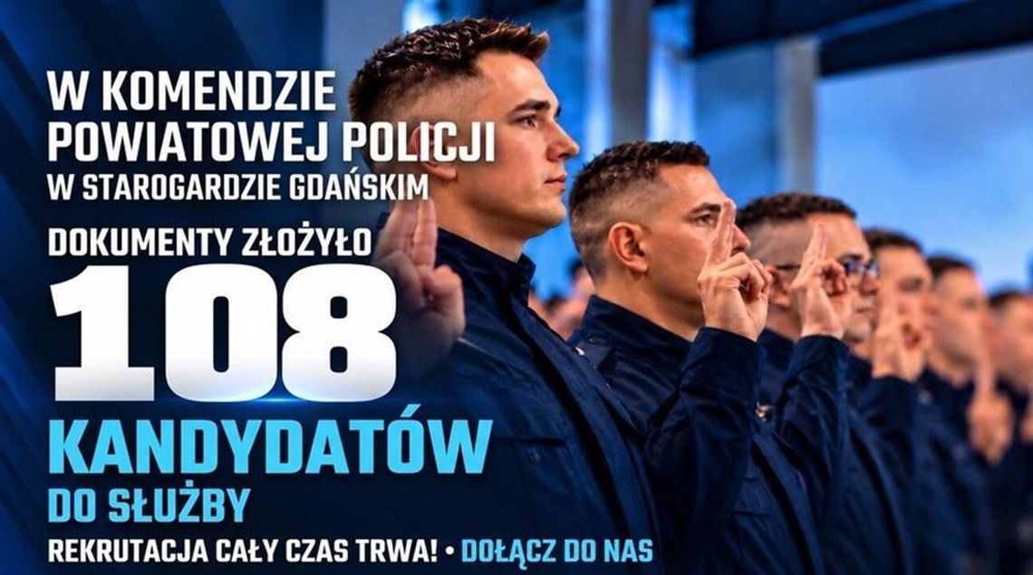Ponad stu kandydatów w Starogardzie Gdańskim. Pomorska Policja przyjmuje nowych funkcjonariuszy