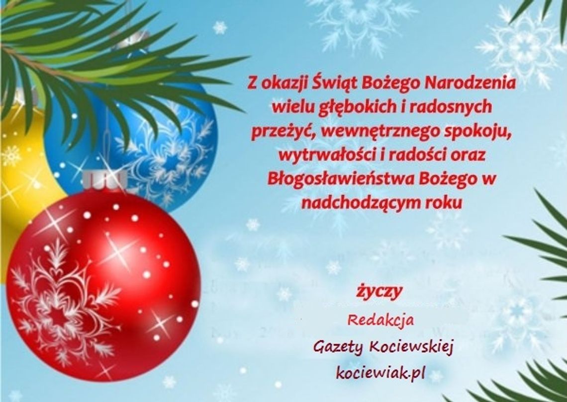 Przesyłamy Wam najlepsze świąteczne życzenia - niech radość i pokój zagoszczą w Waszych domach 