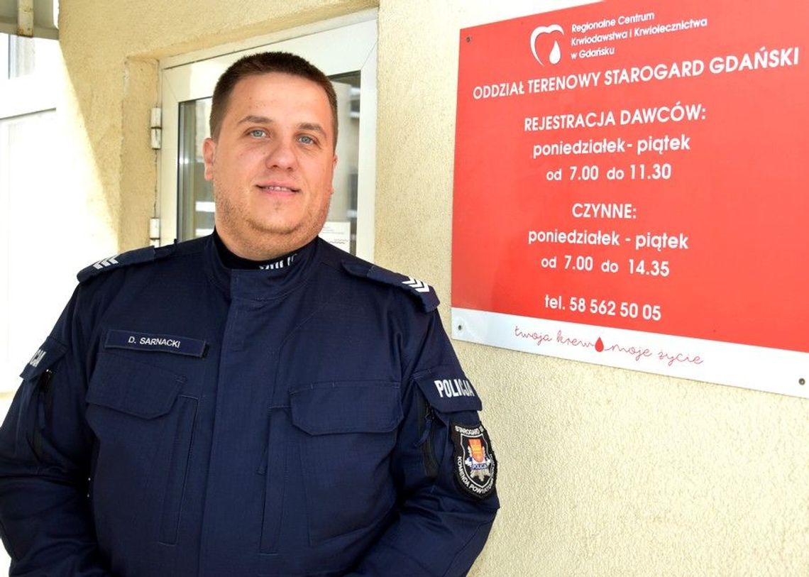  Starogardzki policjant przez 14 lat oddał ponad 21 litrów krwi! 