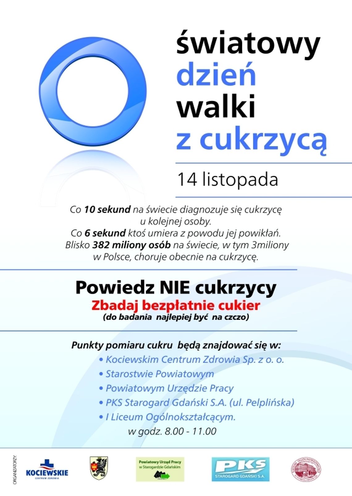 Światowy Dzień Walki z Cukrzycą 14 listopada - przyjdź się zbadać 