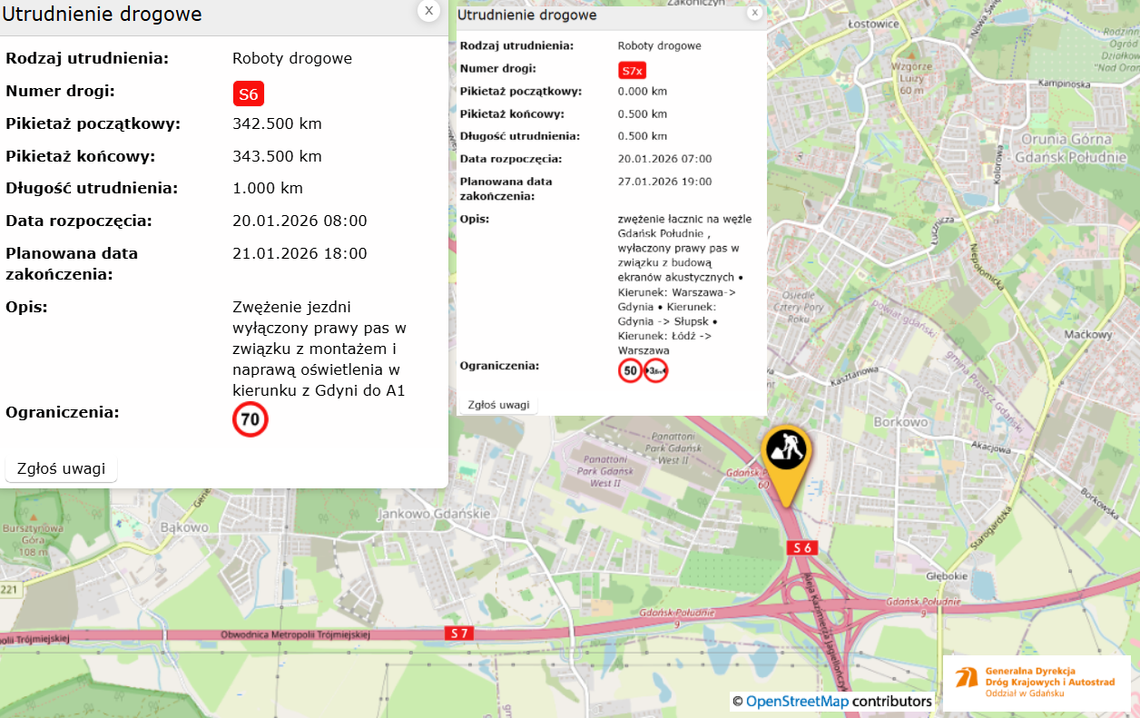 UWAGA KIEROWCY: Utrudnienia na Obwodnicy Trójmiasta. Prace przy węźle Gdańsk Południe