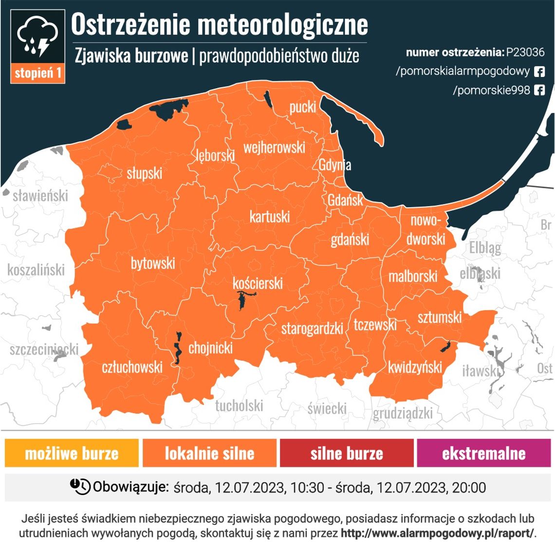 UWAGA! Możliwe silne burze, grad, a nawet trąby powietrzne!