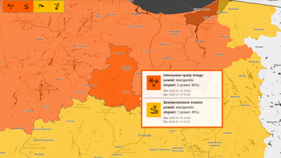 Uwaga na intensywne opady śniegu i zawieje. Miejscami nawet do 50 cm białego puchu