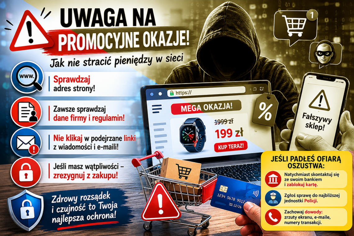 Uwaga na „promocyjne okazje”. Policjanci przypominają, jak nie stracić pieniędzy w sieci. Uwaga na „promocyjne okazje”. Policjanci przypominają, jak nie stracić pieniędzy w sieci.