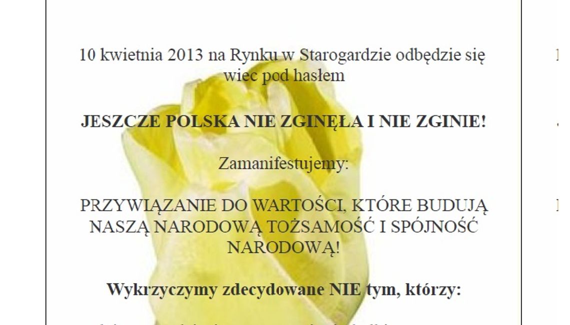 Wiec z tulipanami: „NIE dla polityki obecnego rządu&quot;